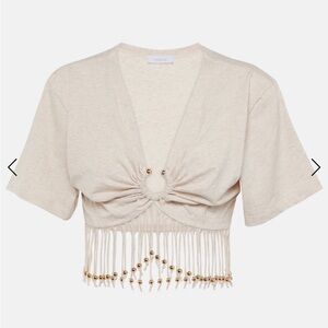 Paco Rabanne Beige Fringe Crop Top
